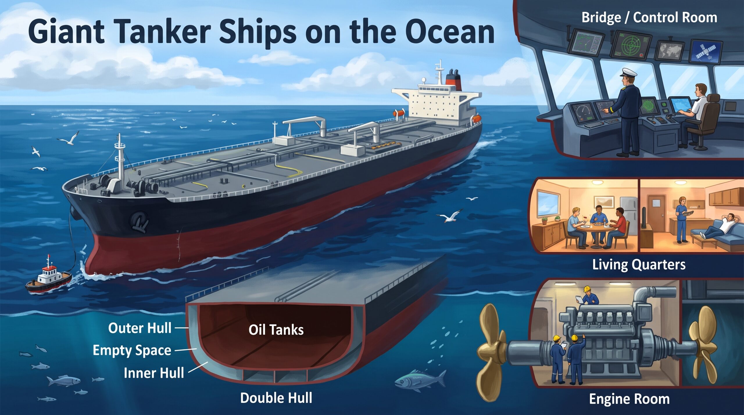 Giant Tanker Ships on the Ocean
