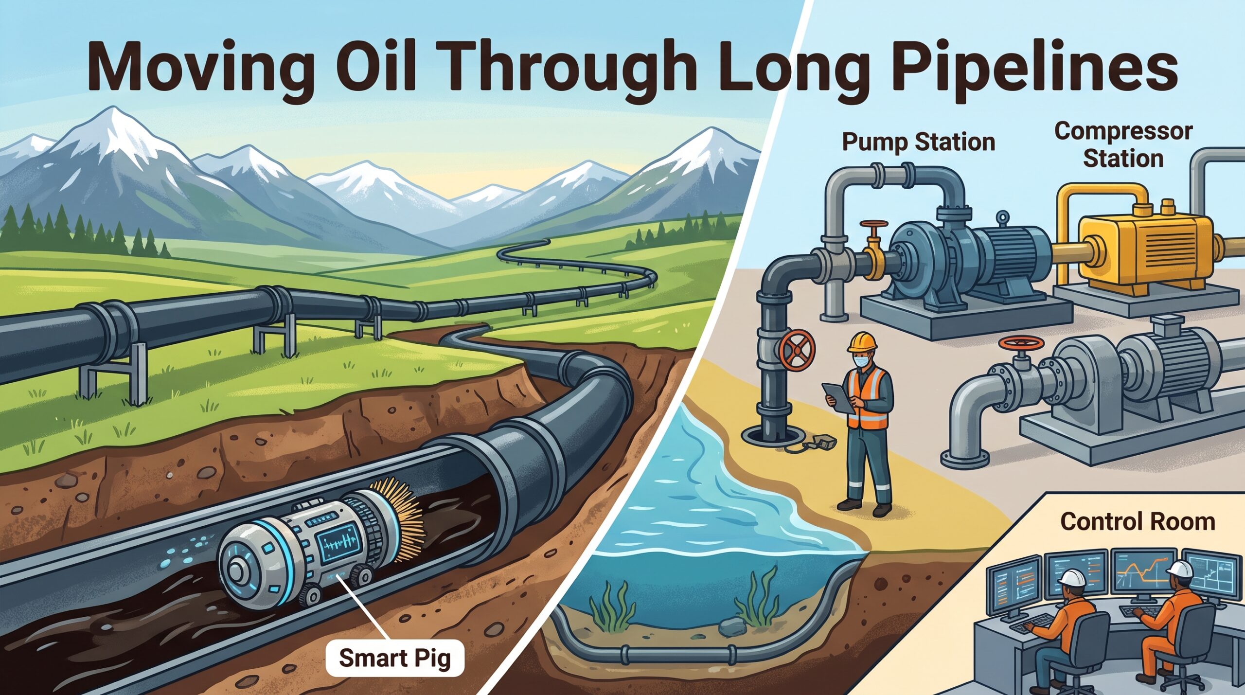 Moving Oil Through Long Pipelines